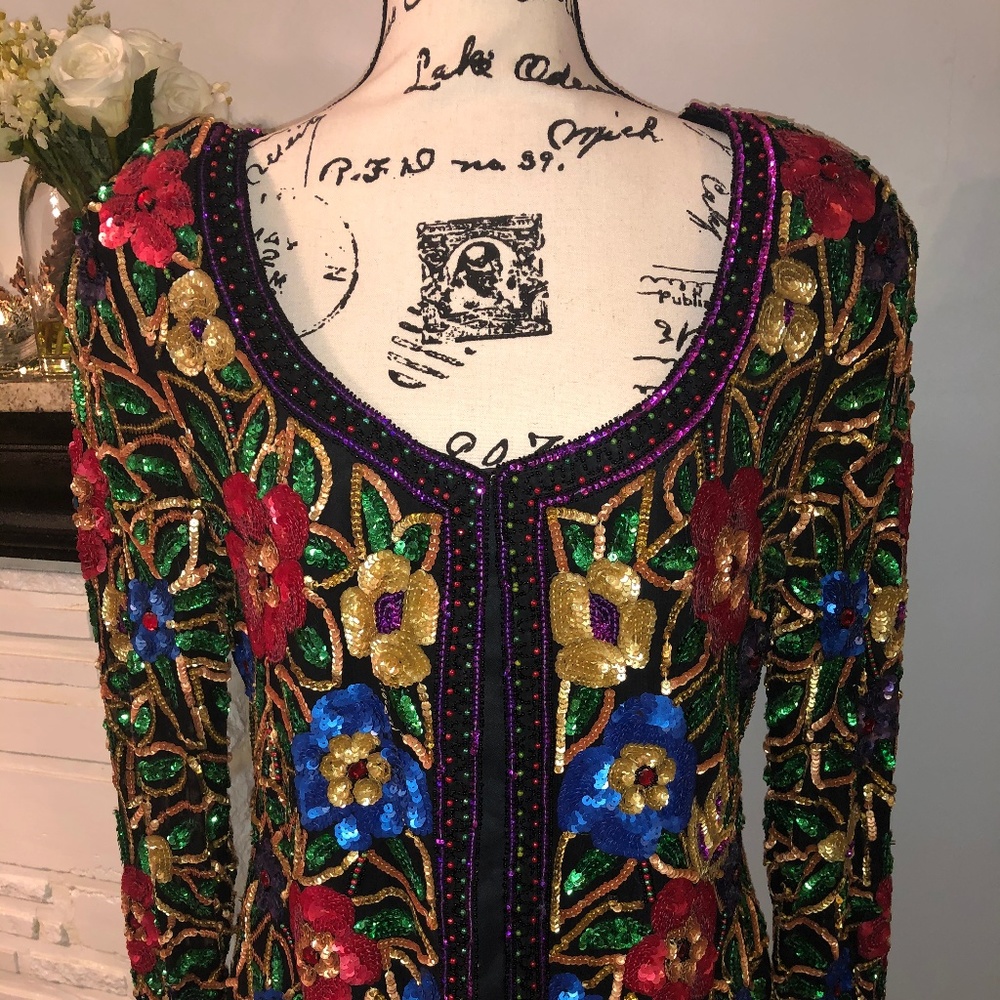 Silk Evening Jacket - Colorful Sequin